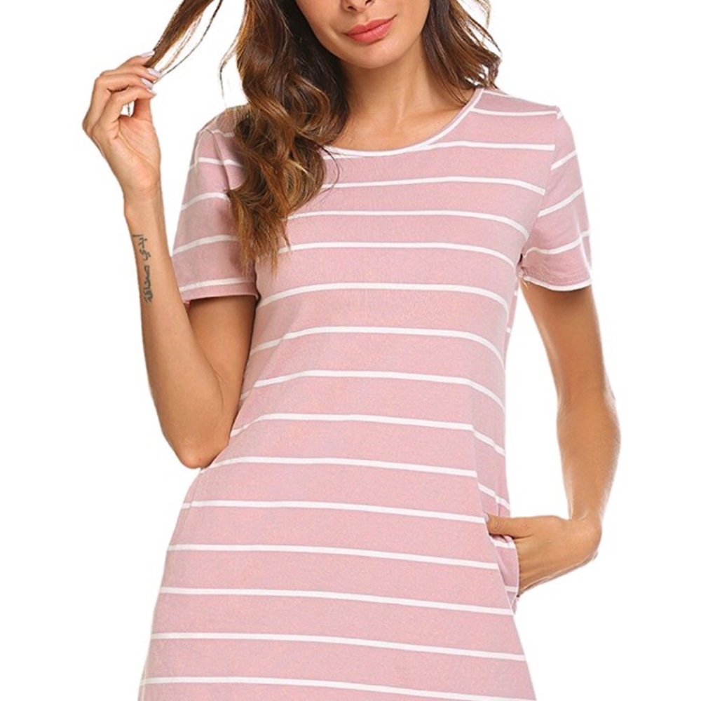 Summer Striped Criss Cross Short Sleeve Dress